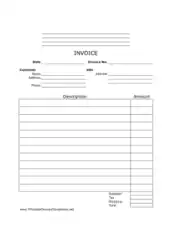 Blank Job Sample Invoice Template