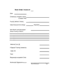 Blank Work Order Invoice Template