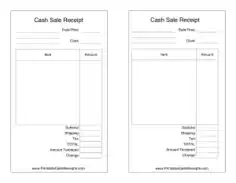 Cash Invoice Sale Receipt Template