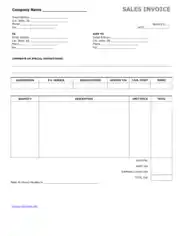 Cash Sales Invoice Example Template