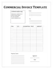 Free Download PDF Books, Commercial Invoice Fee Download Template