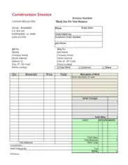 Construction Work Invoice Template