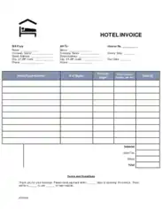 Hotel Invoice Sample Template