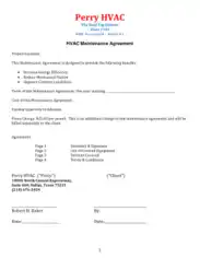 Free Download PDF Books, HVAC Maintenance Agreement Invoice Template