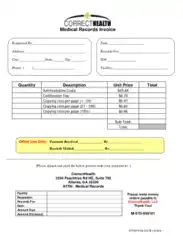 Sample Medical Records Invoice Template