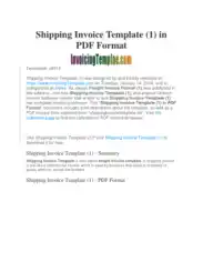 Free Download PDF Books, Draft Shipping Invoice Template