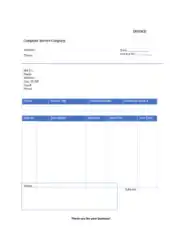 Blank Computer Service Invoice Free Template
