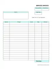 Blank Service Invoice PDF Template