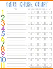 Free Download PDF Books, Daily Chore Chart Template