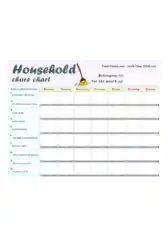 Household Chore Chart Template