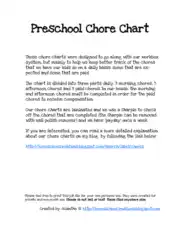 Free Download PDF Books, Preschool Chore Chart Template