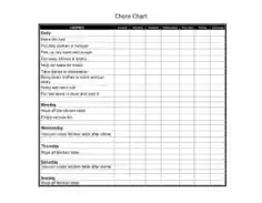 Free Download PDF Books, Printable Chore Chart Template