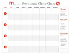 Free Download PDF Books, Roommate Chore Chart Template