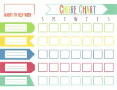 Weekly Chore Chart for Kid Template
