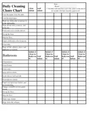 Cleaning Chore Chart Sample Template