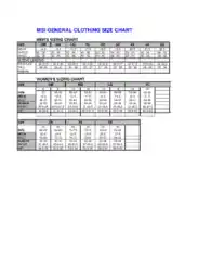 Clothing Size Chart Sample Template