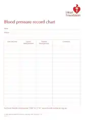 Free Download PDF Books, Record Blood Pressure Chart Sample Template