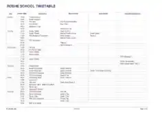 Free Download PDF Books, School Time Table Chart Sample Template