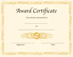 Free Download PDF Books, Blank Award Certificate Template