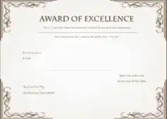 Certificate for Award of Excellence Template