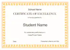 Certification of Excellence for Student Template