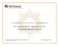 Free Download PDF Books, Girl Scout Bronze Award Certificate Template