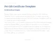 Pet Gift Certificate Template