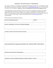 Request for Certificate of Insurance Template