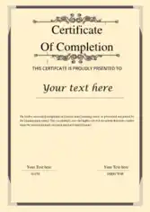 Free Download PDF Books, Certificate of Completion Sample Template