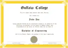 Bachelor of Engineering Educational Certificate Template