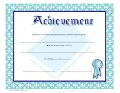 Free Download PDF Books, Certificate of Achievement Template