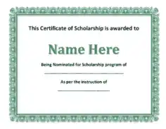 Free Download PDF Books, Certificate of Scholarship Template