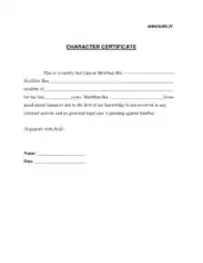 Free Download PDF Books, Character Certificate Template