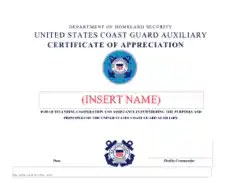 Free Download PDF Books, Coast Guard Auxiliary Certificate of Appreciation Template