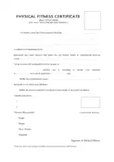 Physical Fitness Certificate Template