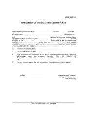 Free Download PDF Books, Specimen of Character Certificate Template