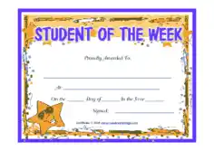 Free Download PDF Books, Student of The Week Educationlal Certificate Template