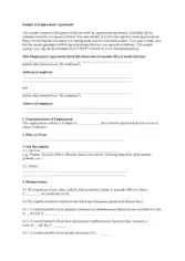 Sample Employment Agreement Free Template