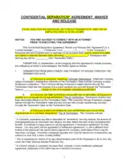 Confidential Employment Separation Agreement Sample Template