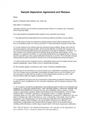 Sample Separation Agreement and Release Agreement Template
