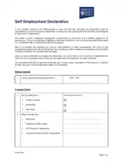 Form PS2 Self Employment Declaration Form Template