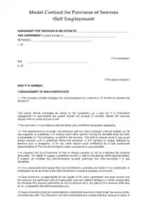 Model Contract Self Employment Service Agreement Template