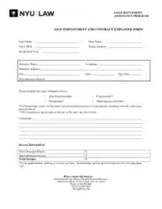Self Employment Contract Agreement Form Template