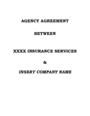 Business Agency Agreement Between Insurance Services Template