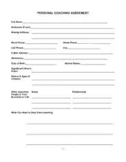 Personal Coaching Agreement Template
