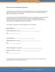 Business Plan Confidentiality Agreement Template