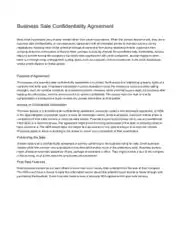 Free Download PDF Books, Business Sale Confidentiality Agreement Template