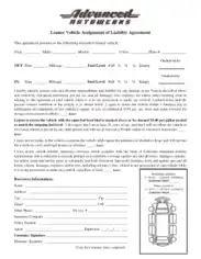 Loaner Vehicle Assignment of Liability Agreement Template