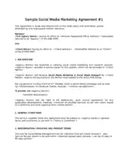 Free Download PDF Books, Social Media Marketing And Advertising Agreements Template