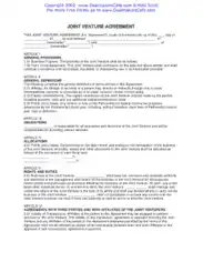 Joint Venture Agreement Template